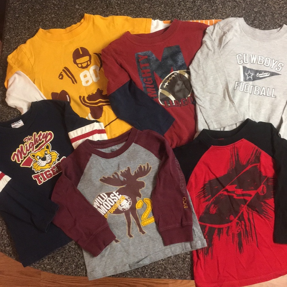 Lot of 6, long sleeved boys shirts. Size 4T.